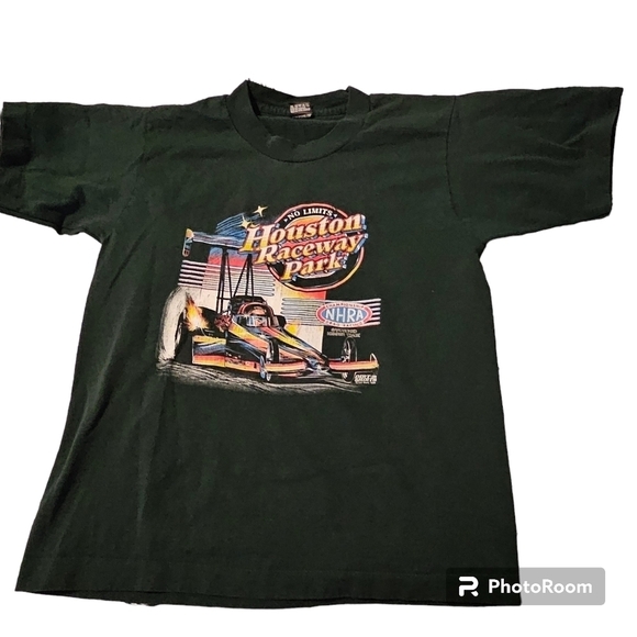 Houston Raceway Park NHRA Hunter Green t-shirt 50/50 Cotton Polyester Size 14/16 - Picture 1 of 5